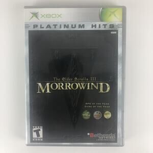 The Elder Scrolls III 3 Morrowind Platinum Hits Microsoft XBox w/ Case No Manual